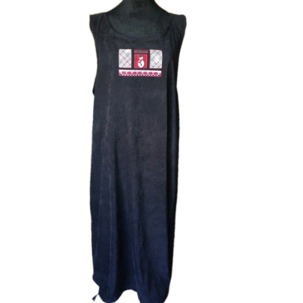 C.J. Banks Women's 16 W Black Sleeveless Winter Themed Maxi Dress, Vtg